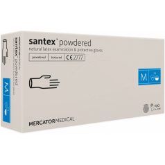   Santex rugalmas latex púderezett tejfehér orvosi kesztyű, 5.0g - 100 db, M méret