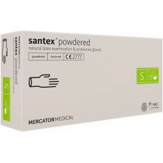   Santex rugalmas latex púderezett tejfehér orvosi kesztyű, 5.0g - 100 db, S méret