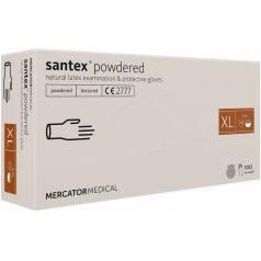   Santex rugalmas latex púderezett tejfehér orvosi kesztyű, 5.0g - 100 db, XL méret