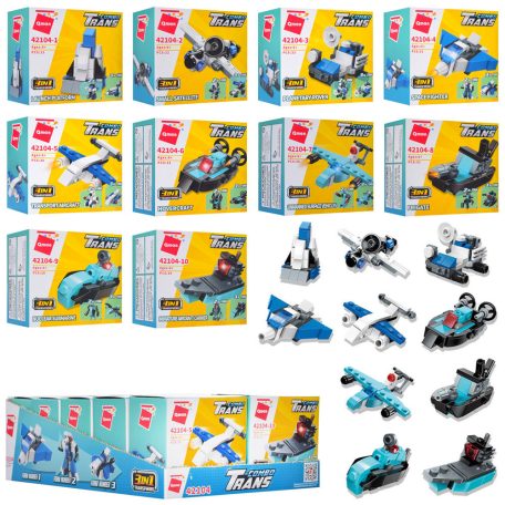 QMAN® 42104 | lego-kompatibilis építőjáték | 313 db építőkocka | 10-es kis szett, egyenként is 3-az-1-ben mini járművek