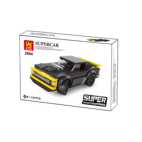 WANGE® 2884 | lego-kompatibilis építőjáték | 119 db építőkocka | Supercar fekete/sárga sportkocsi